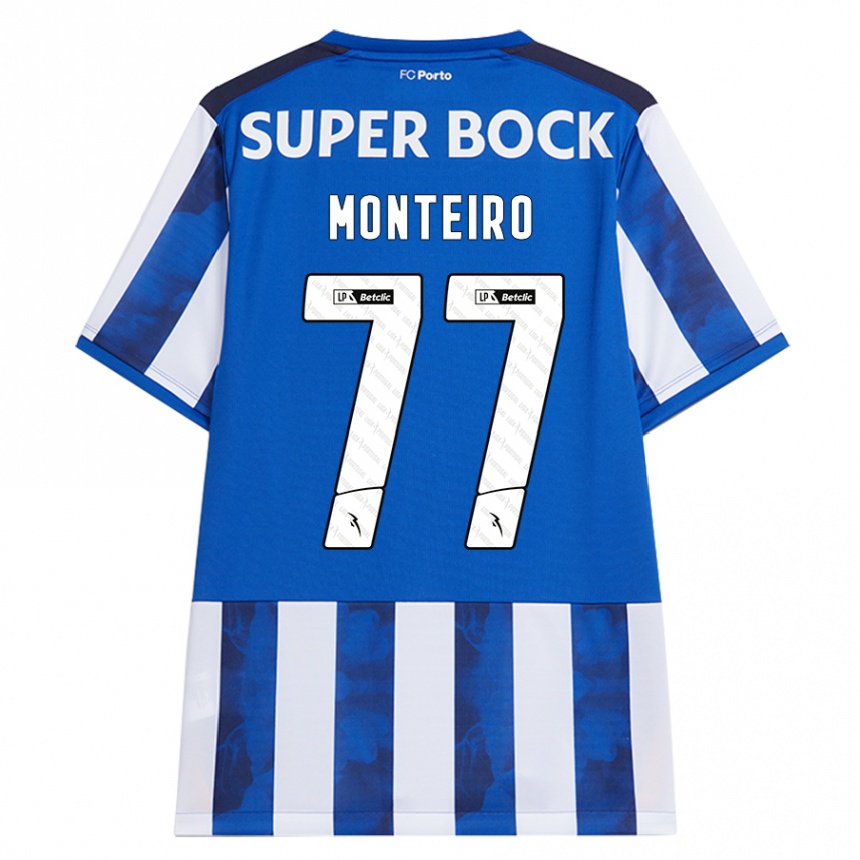 Men Football Rui Monteiro #77 Blue White Home Jersey 2024/25 T-Shirt Za