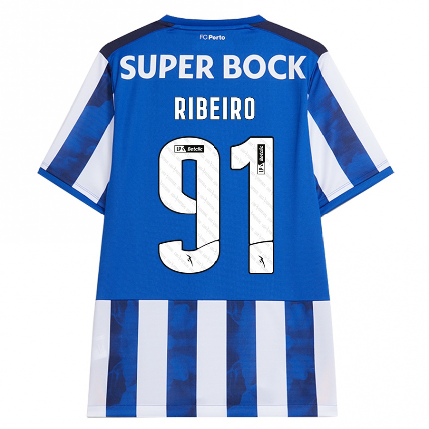 Men Football Gonçalo Ribeiro #91 Blue White Home Jersey 2024/25 T-Shirt Za