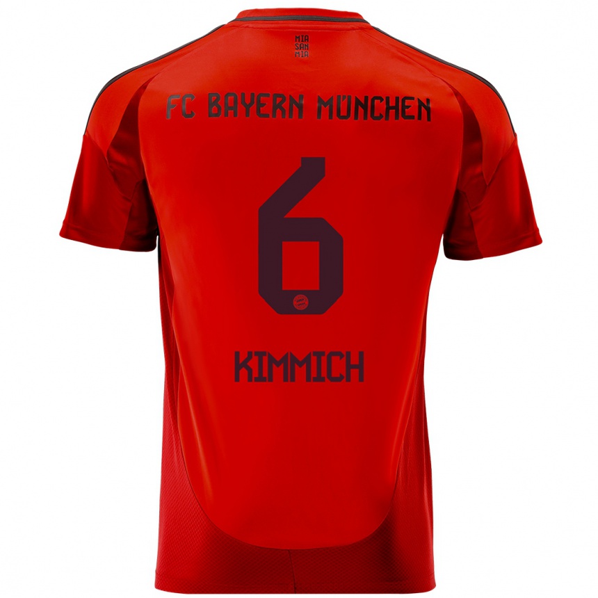 Men Football Joshua Kimmich #6 Red Home Jersey 2024/25 T-Shirt Za