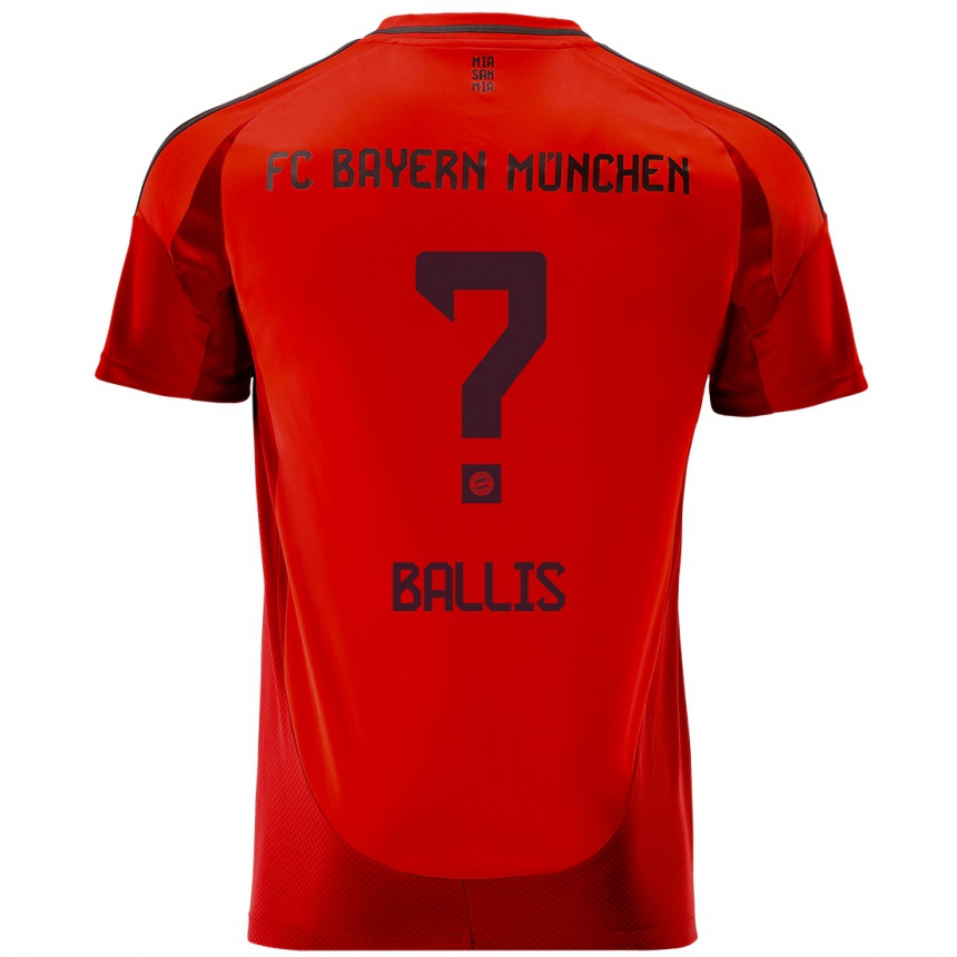 Men Football Benjamin Ballis #0 Red Home Jersey 2024/25 T-Shirt Za