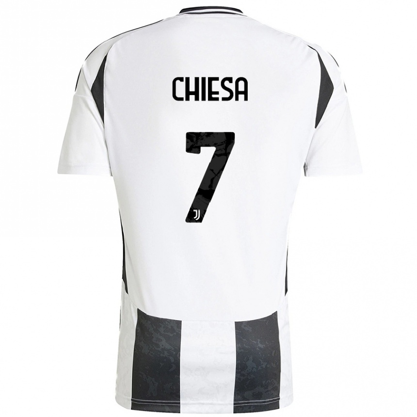 Men Football Federico Chiesa #7 White Black Home Jersey 2024/25 T-Shirt Za