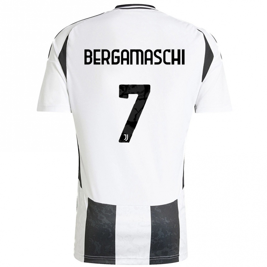 Men Football Valentina Bergamaschi #7 White Black Home Jersey 2024/25 T-Shirt Za