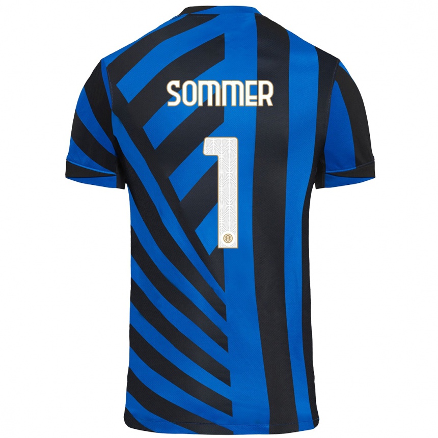 Men Football Yann Sommer #1 Blue Black Home Jersey 2024/25 T-Shirt Za