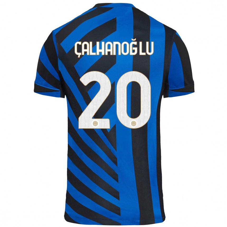 Men Football Hakan Calhanoglu #20 Blue Black Home Jersey 2024/25 T-Shirt Za