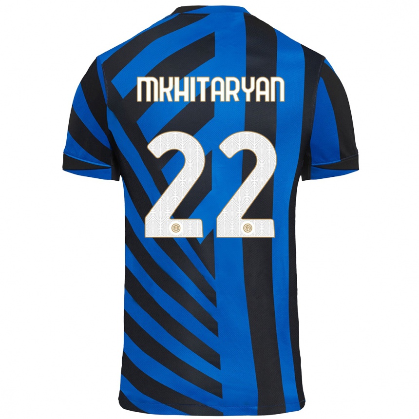 Men Football Henrikh Mkhitaryan #22 Blue Black Home Jersey 2024/25 T-Shirt Za