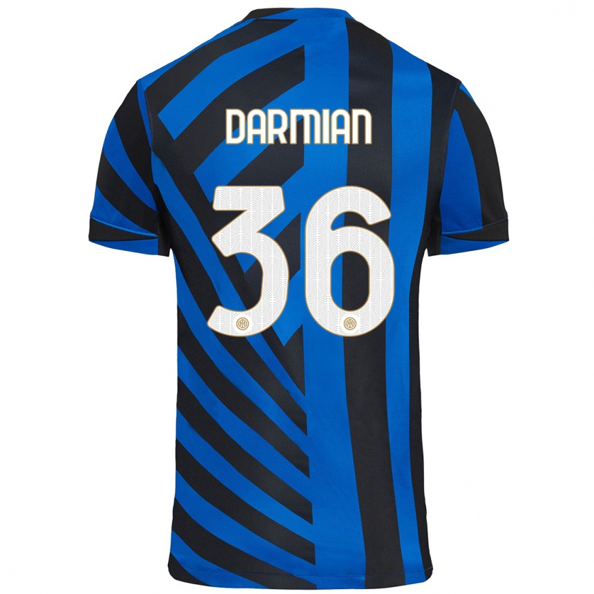 Men Football Matteo Darmian #36 Blue Black Home Jersey 2024/25 T-Shirt Za