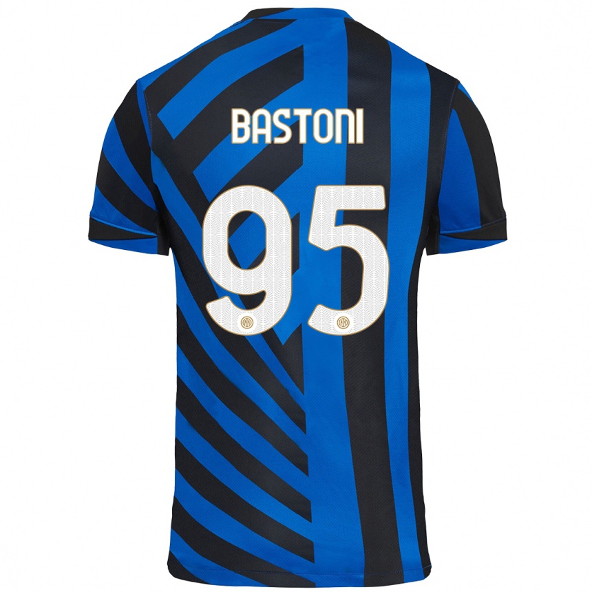 Men Football Alessandro Bastoni #95 Blue Black Home Jersey 2024/25 T-Shirt Za