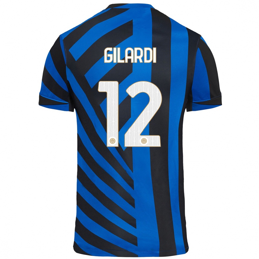 Men Football Astrid Gilardi #12 Blue Black Home Jersey 2024/25 T-Shirt Za