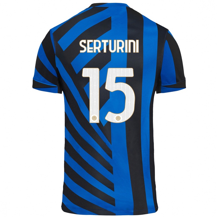 Men Football Annamaria Serturini #15 Blue Black Home Jersey 2024/25 T-Shirt Za