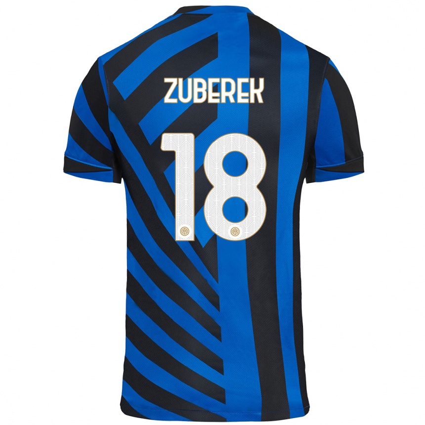 Men Football Jan Zuberek #18 Blue Black Home Jersey 2024/25 T-Shirt Za