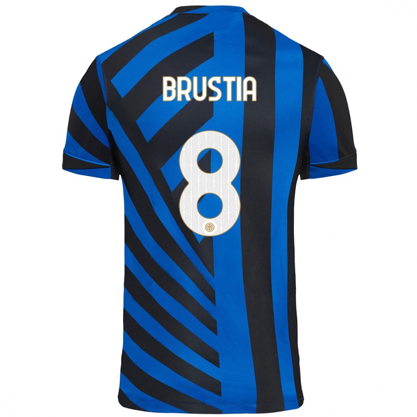 Men Football Martina Brustia #8 Blue Black Home Jersey 2024/25 T-Shirt Za