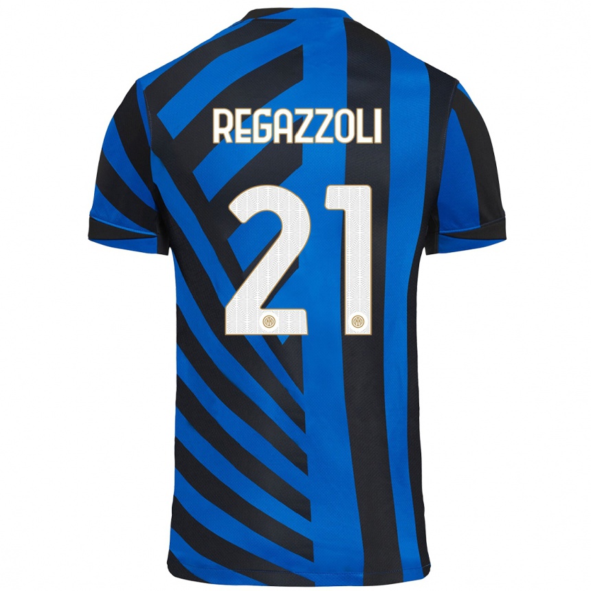 Men Football Alice Regazzoli #21 Blue Black Home Jersey 2024/25 T-Shirt Za