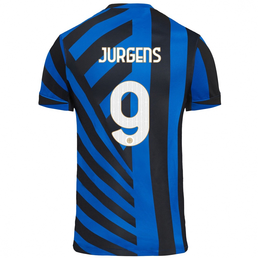 Men Football Oliver Jurgens #9 Blue Black Home Jersey 2024/25 T-Shirt Za