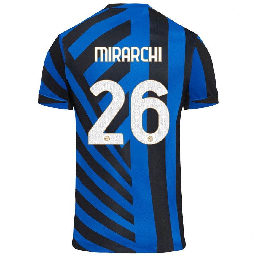 Men Football Mattia Mirarchi #26 Blue Black Home Jersey 2024/25 T-Shirt Za