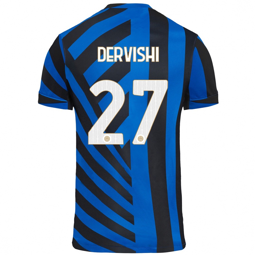 Men Football Kristian Dervishi #27 Blue Black Home Jersey 2024/25 T-Shirt Za