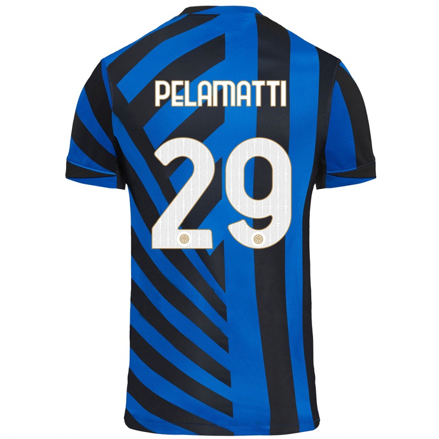 Men Football Andrea Pelamatti #29 Blue Black Home Jersey 2024/25 T-Shirt Za