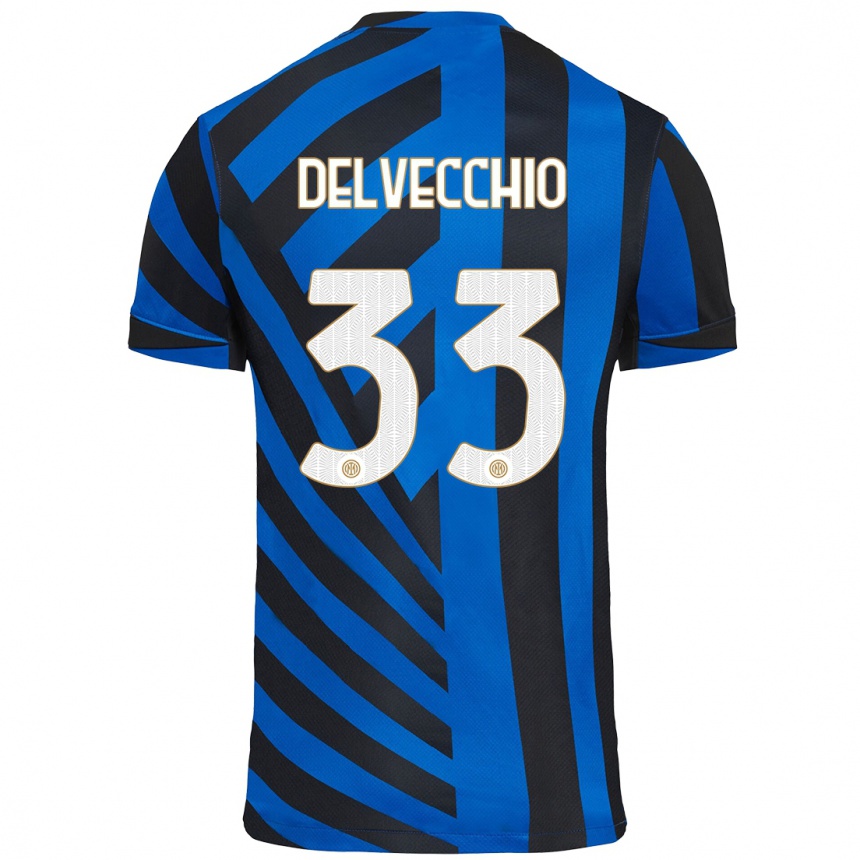 Men Football Gabriele Delvecchio #33 Blue Black Home Jersey 2024/25 T-Shirt Za