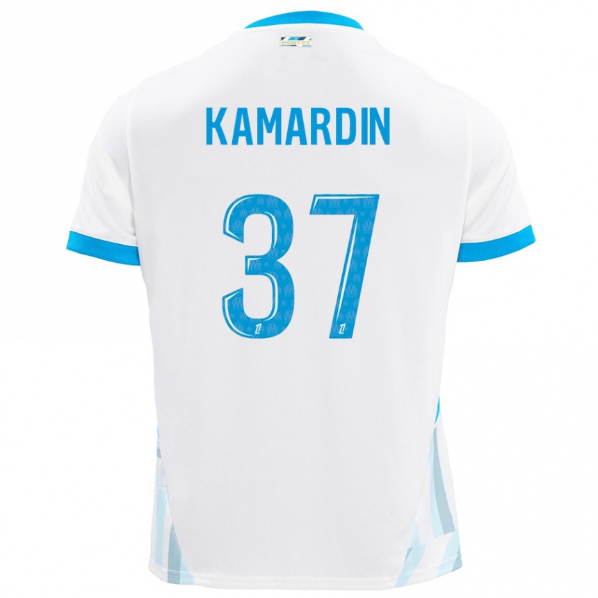 Men Football Aaron Kamardin #37 White Sky Blue Home Jersey 2024/25 T-Shirt Za