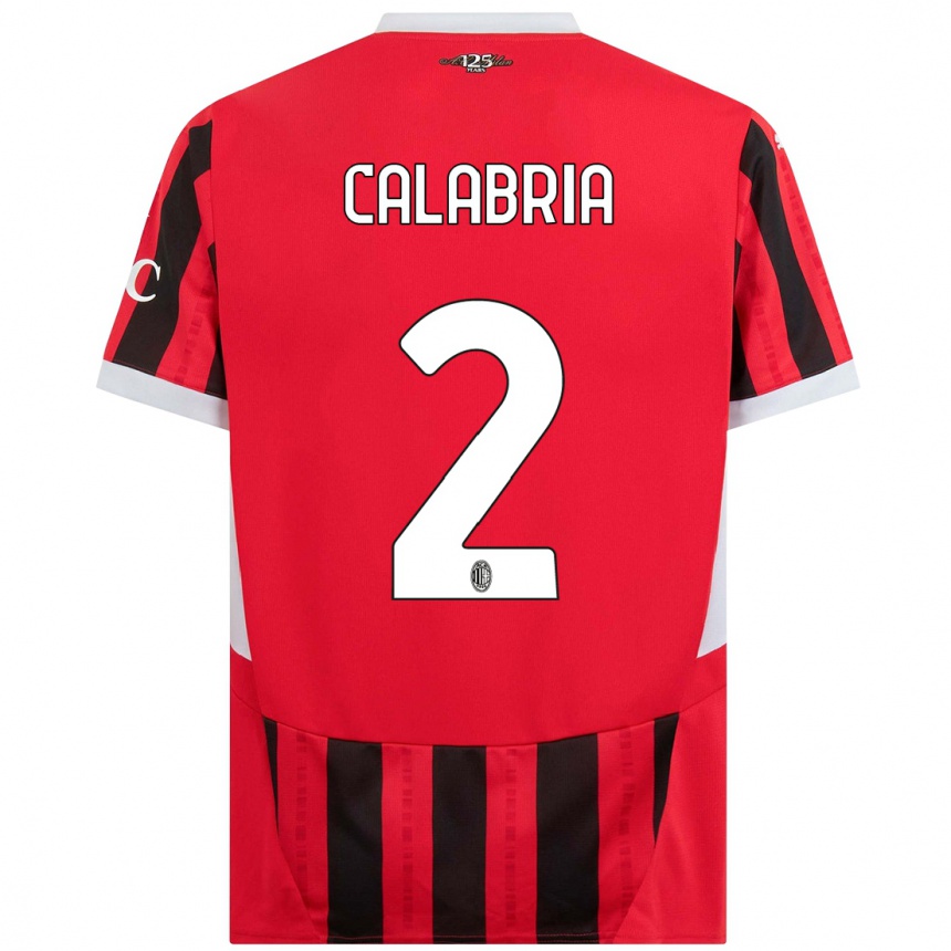 Men Football Davide Calabria #2 Red Black Home Jersey 2024/25 T-Shirt Za