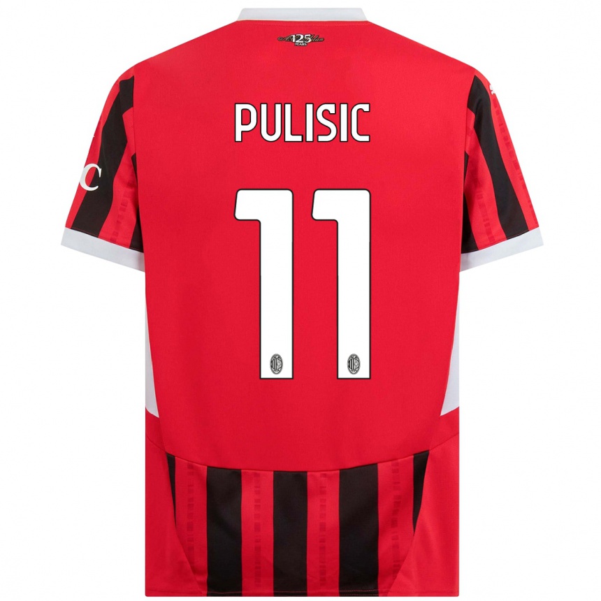 Men Football Christian Pulisic #11 Red Black Home Jersey 2024/25 T-Shirt Za