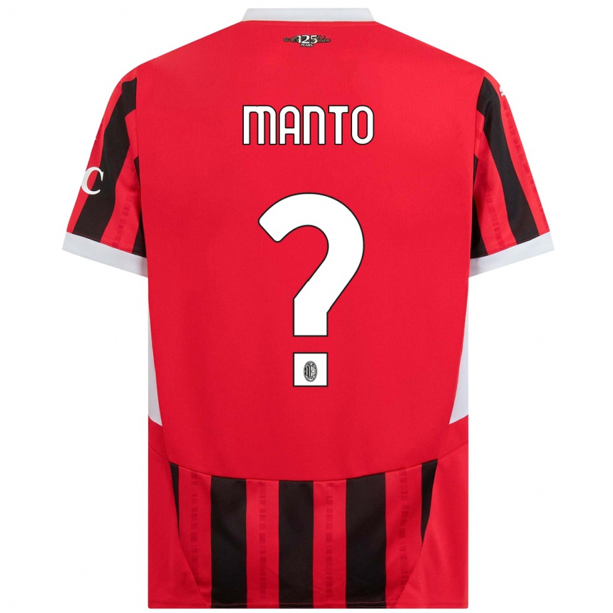 Men Football Gaetano Manto #0 Red Black Home Jersey 2024/25 T-Shirt Za