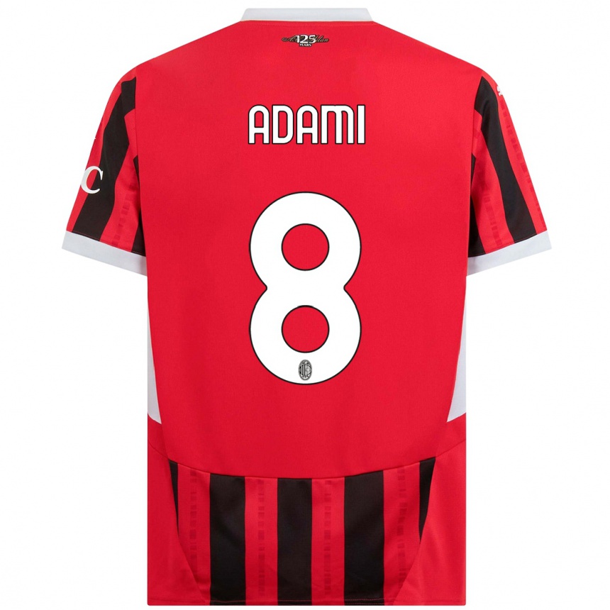 Men Football Greta Adami #8 Red Black Home Jersey 2024/25 T-Shirt Za