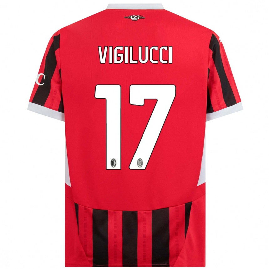 Men Football Valery Vigilucci #17 Red Black Home Jersey 2024/25 T-Shirt Za