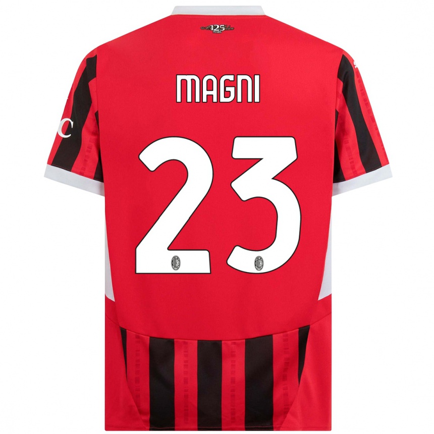 Men Football Vittorio Magni #23 Red Black Home Jersey 2024/25 T-Shirt Za