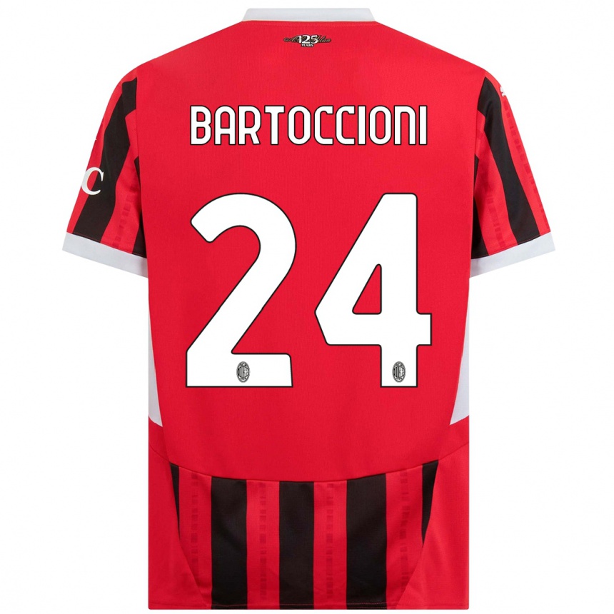 Men Football Andrea Bartoccioni #24 Red Black Home Jersey 2024/25 T-Shirt Za