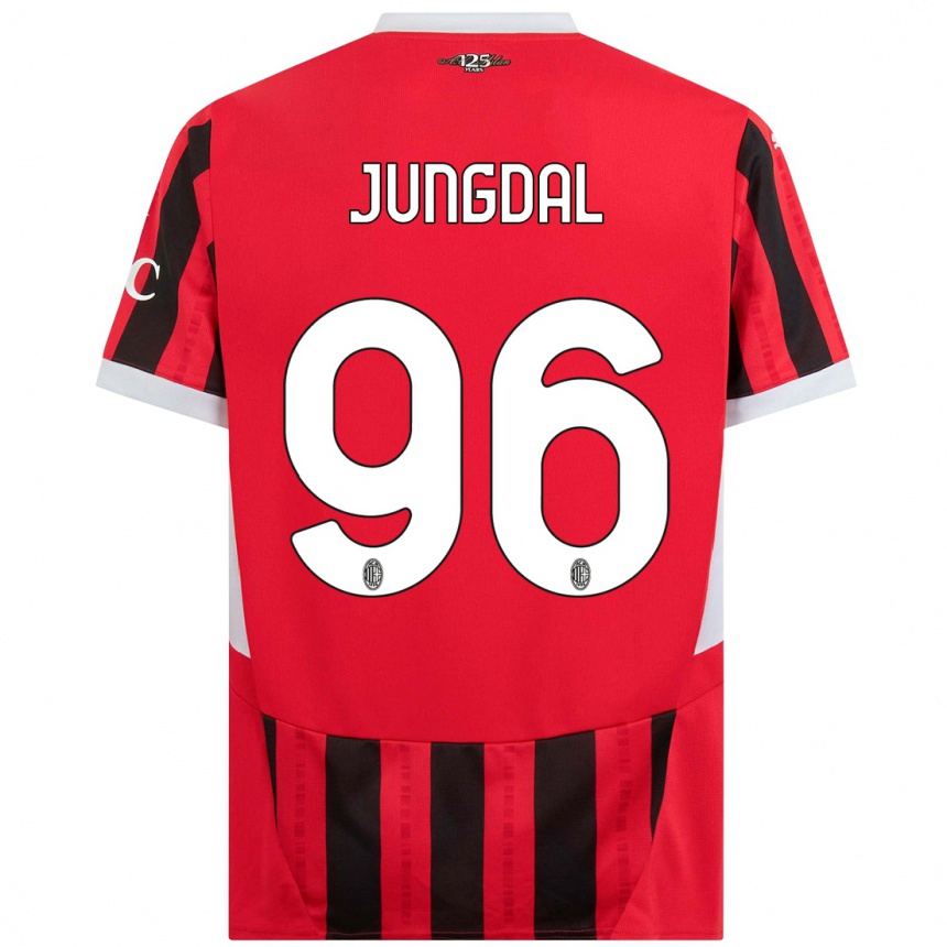 Men Football Andreas Jungdal #96 Red Black Home Jersey 2024/25 T-Shirt Za