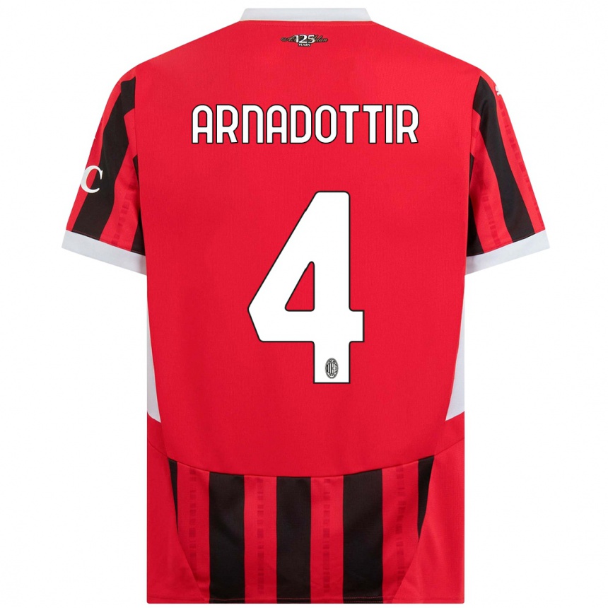 Men Football Guony Arnadottir #4 Red Black Home Jersey 2024/25 T-Shirt Za