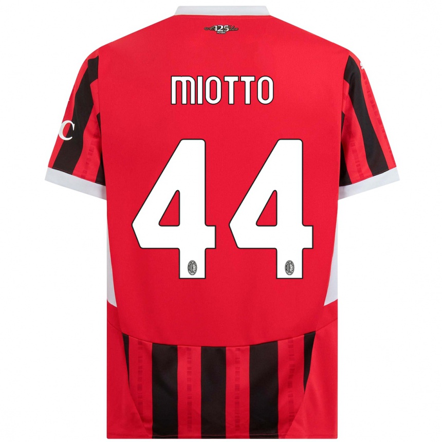 Men Football Giorgia Miotto #44 Red Black Home Jersey 2024/25 T-Shirt Za