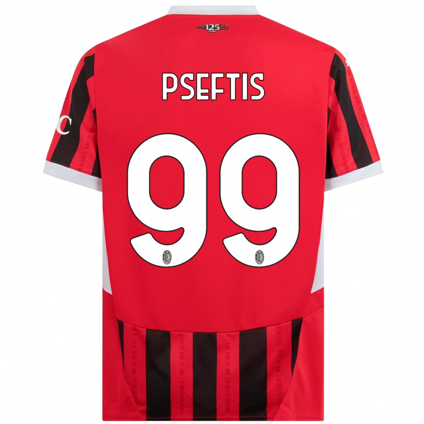 Men Football Fotios Pseftis #99 Red Black Home Jersey 2024/25 T-Shirt Za