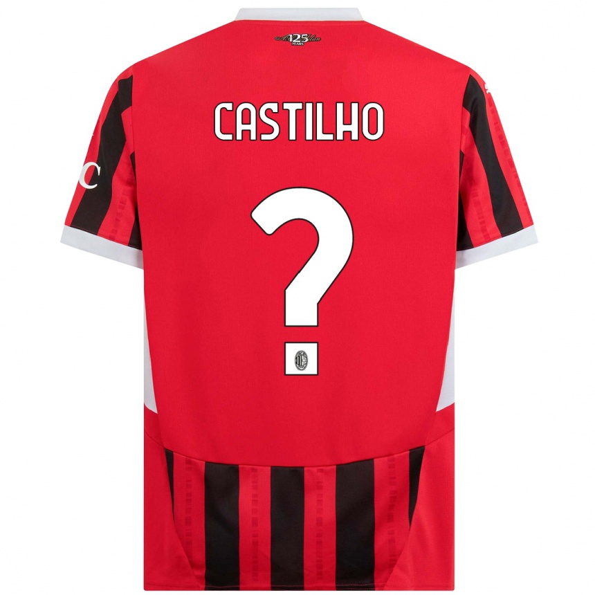 Men Football Estevan Amaral Castilho #0 Red Black Home Jersey 2024/25 T-Shirt Za