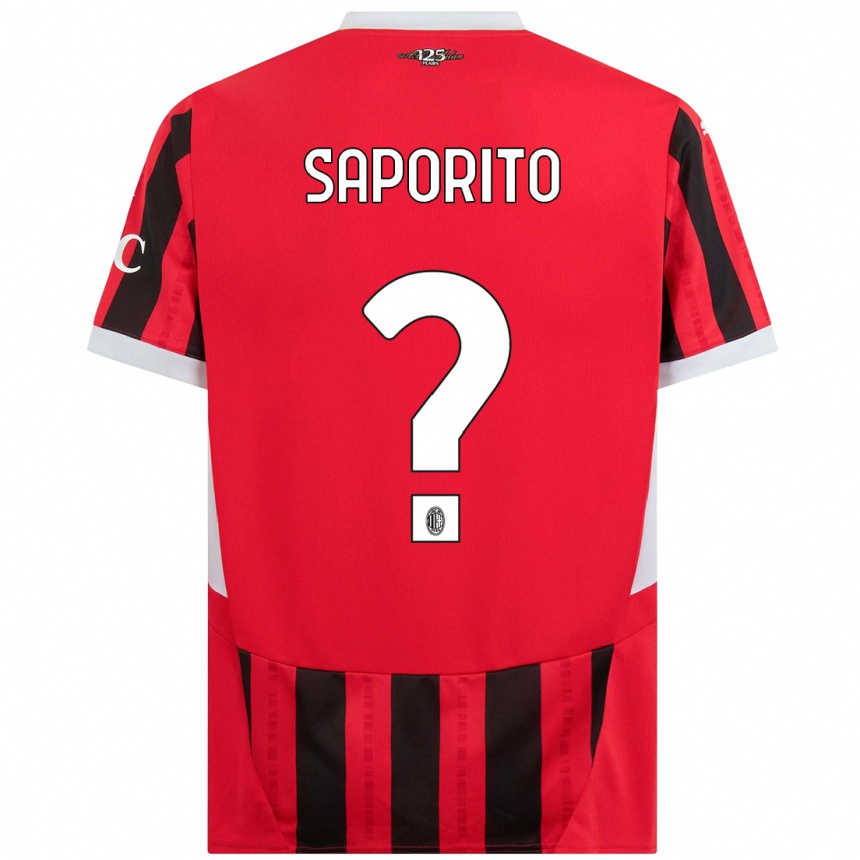 Men Football Riccardo Saporito #0 Red Black Home Jersey 2024/25 T-Shirt Za