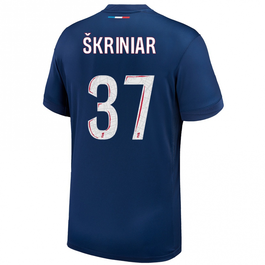 Men Football Milan Skriniar #37 Navy Blue White Home Jersey 2024/25 T-Shirt Za