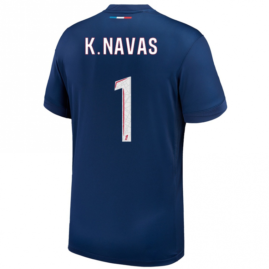 Men Football Keylor Navas #1 Navy Blue White Home Jersey 2024/25 T-Shirt Za