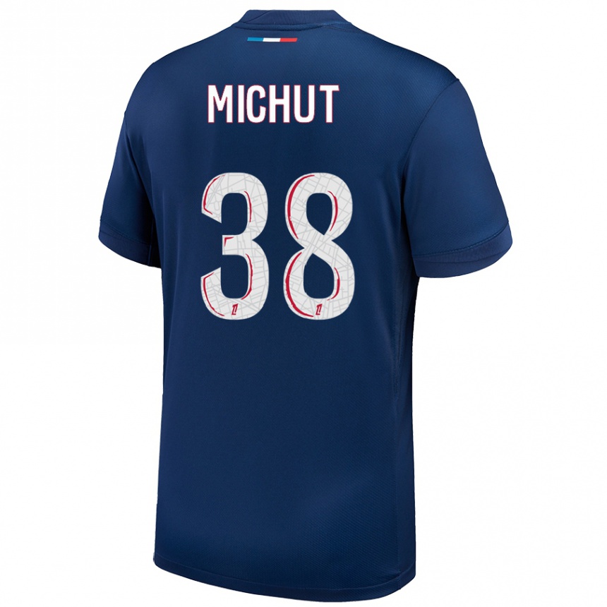 Men Football Edouard Michut #38 Navy Blue White Home Jersey 2024/25 T-Shirt Za