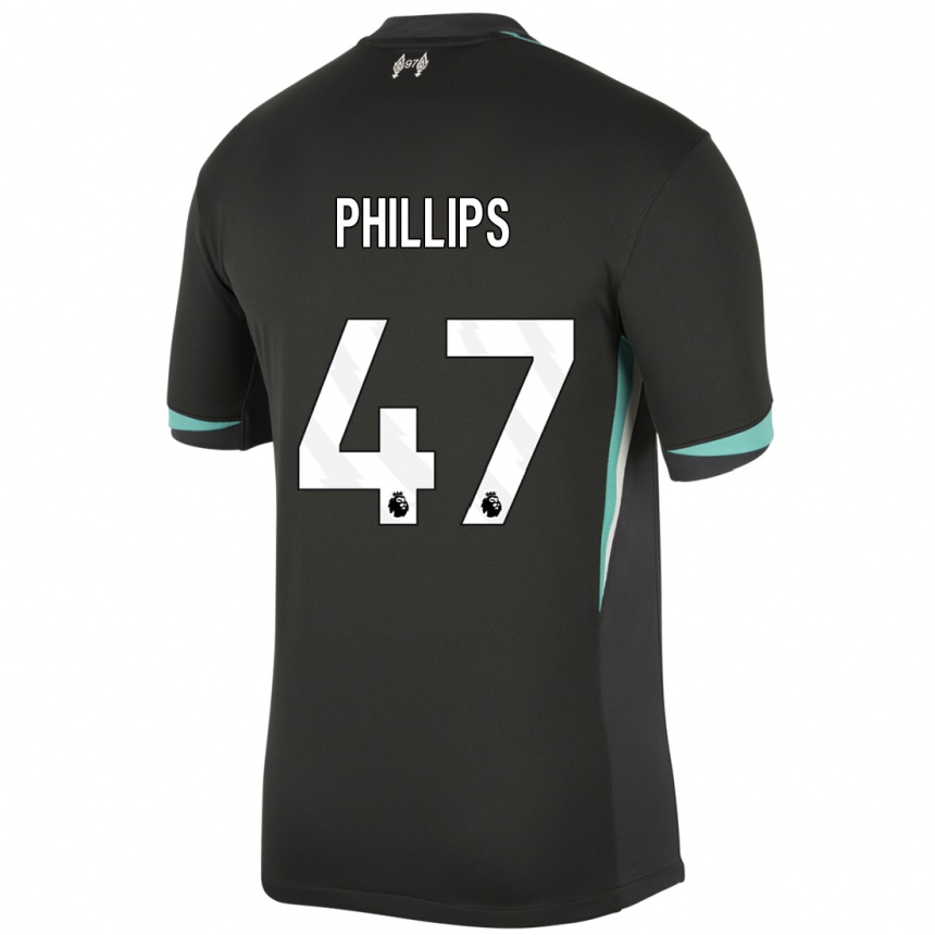 Men Football Nathaniel Phillips #47 Black Anthracite White Away Jersey 2024/25 T-Shirt Za