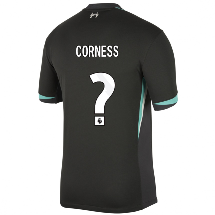 Men Football Dominic Corness #0 Black Anthracite White Away Jersey 2024/25 T-Shirt Za