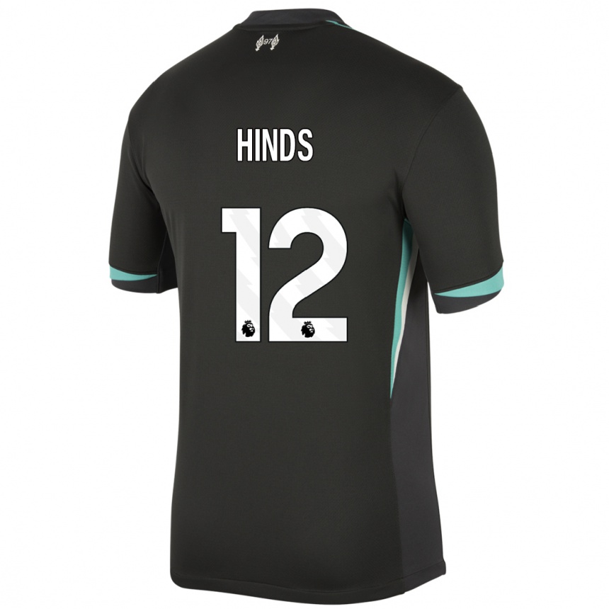 Men Football Taylor Hinds #12 Black Anthracite White Away Jersey 2024/25 T-Shirt Za