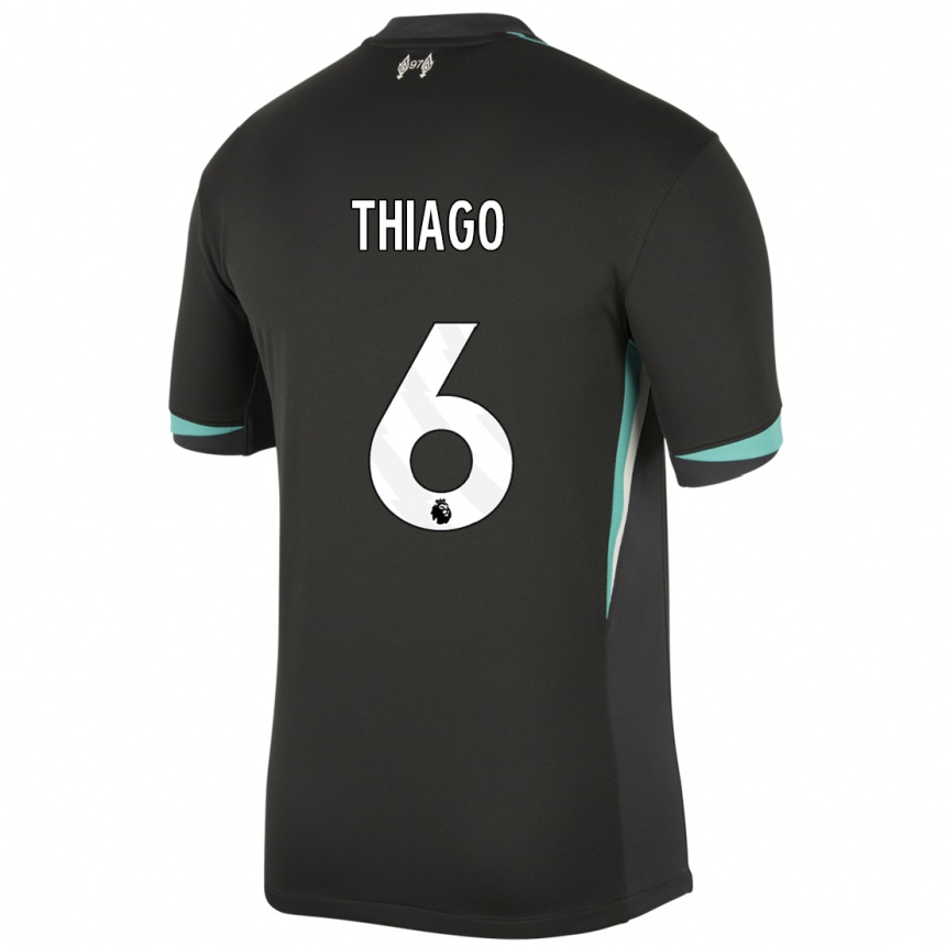 Men Football Thiago #6 Black Anthracite White Away Jersey 2024/25 T-Shirt Za