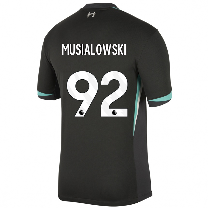 Men Football Mateusz Musialowski #92 Black Anthracite White Away Jersey 2024/25 T-Shirt Za