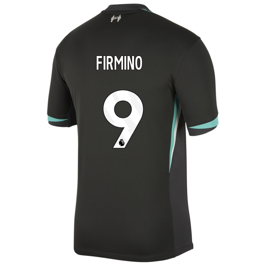 Men Football Roberto Firmino #9 Black Anthracite White Away Jersey 2024/25 T-Shirt Za