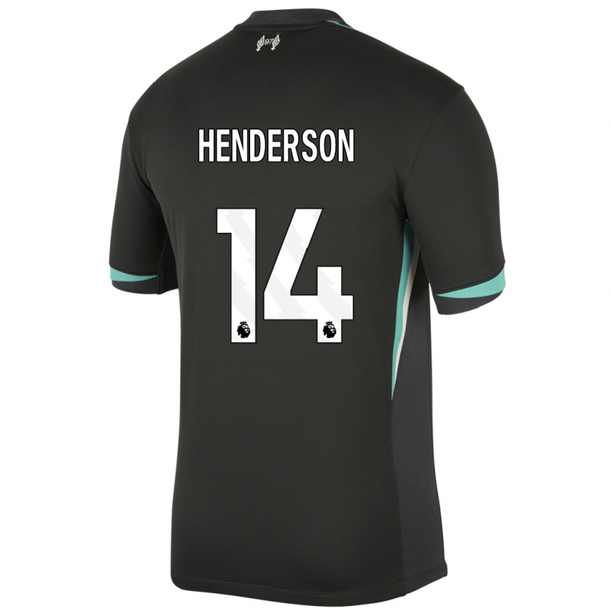 Men Football Henderson #14 Black Anthracite White Away Jersey 2024/25 T-Shirt Za