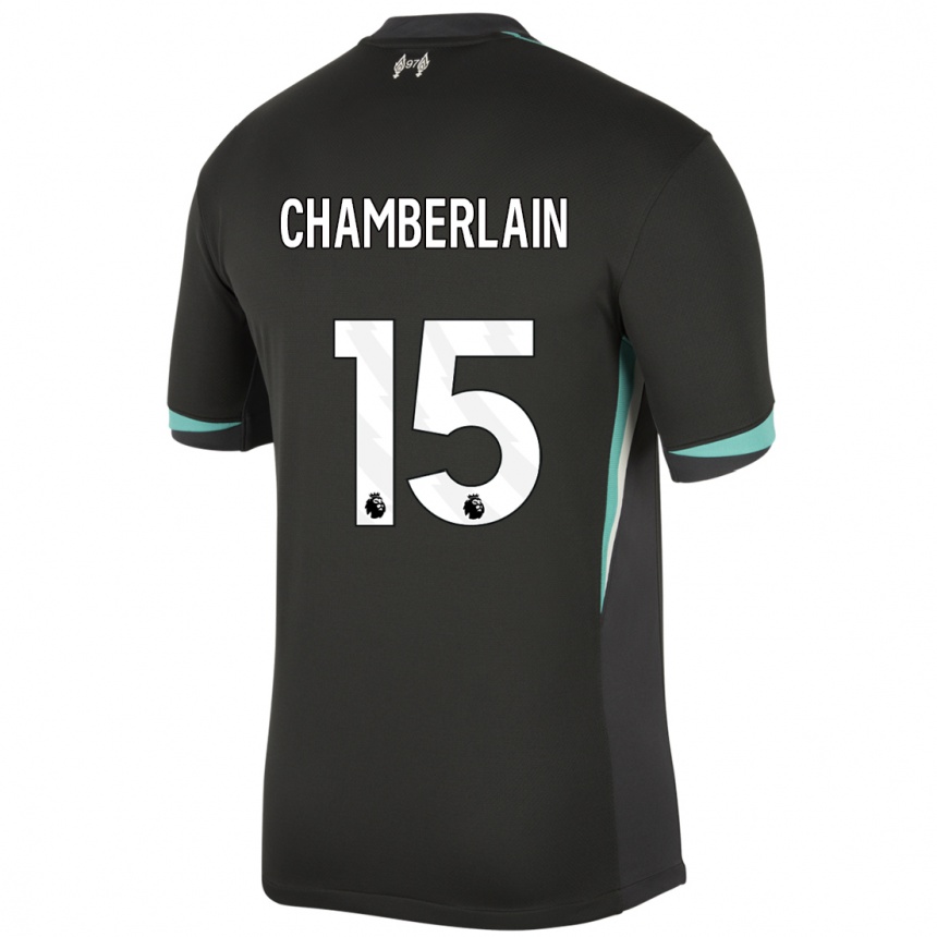 Men Football Alex Oxlade Chamberlain #15 Black Anthracite White Away Jersey 2024/25 T-Shirt Za