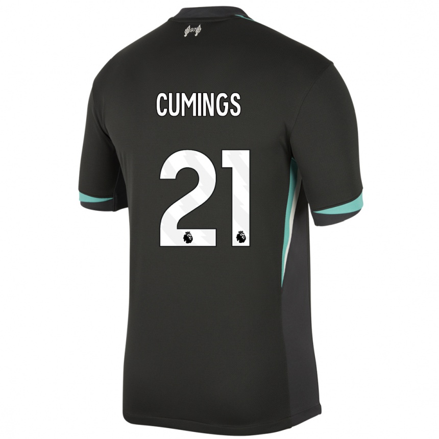 Men Football Eartha Cumings #21 Black Anthracite White Away Jersey 2024/25 T-Shirt Za