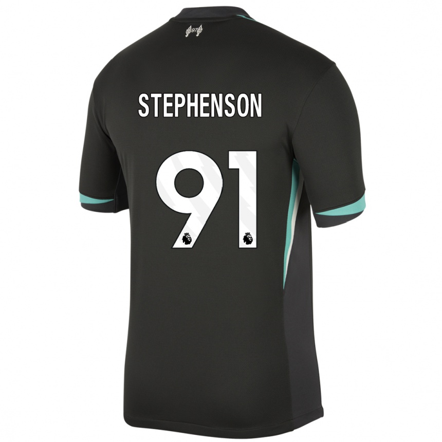 Men Football Luca Stephenson #91 Black Anthracite White Away Jersey 2024/25 T-Shirt Za