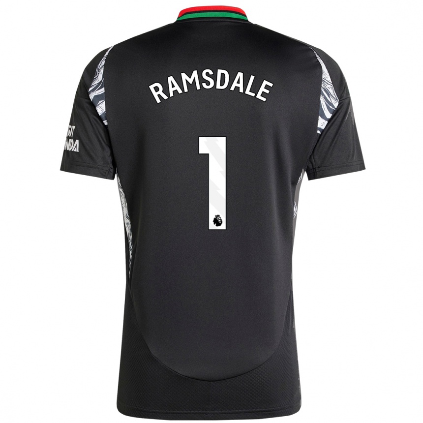 Men Football Aaron Ramsdale #1 Black Away Jersey 2024/25 T-Shirt Za