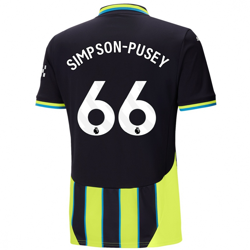 Men Football Jahmai Simpson-Pusey #66 Blue Yellow Away Jersey 2024/25 T-Shirt Za